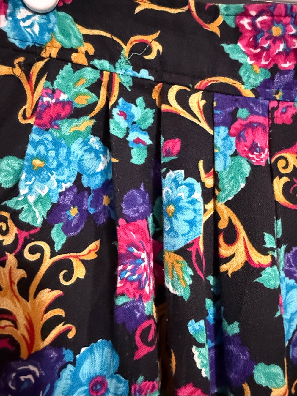 Katie Brooke Vtg Pleated Floral Elastic Waist Midi Skirt Size: 14 - Picture 3 of 7